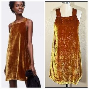 LOFT Velvet Yellow Midi Dress
